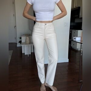 High-Rise Straight Leg Jeans — Cream